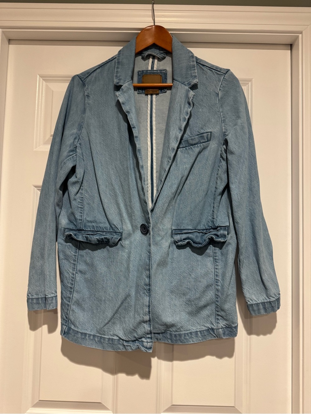 American Eagle Light Blue Denim Blazer Jacket - Women